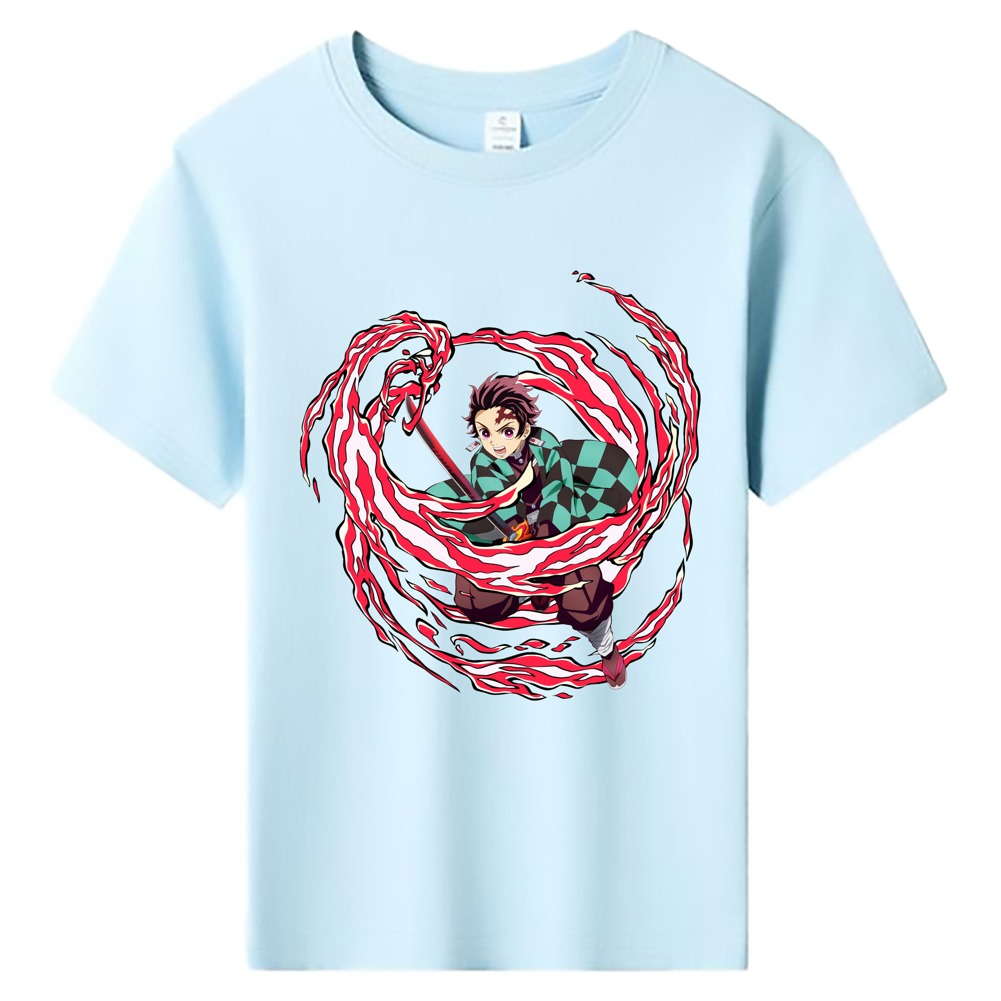 （画像用） 鬼滅の刃 竈門 炭治郎／かまど たんじろう Kamado Tanjirou 綿100％キッズTシャツ（フロントプリント）
